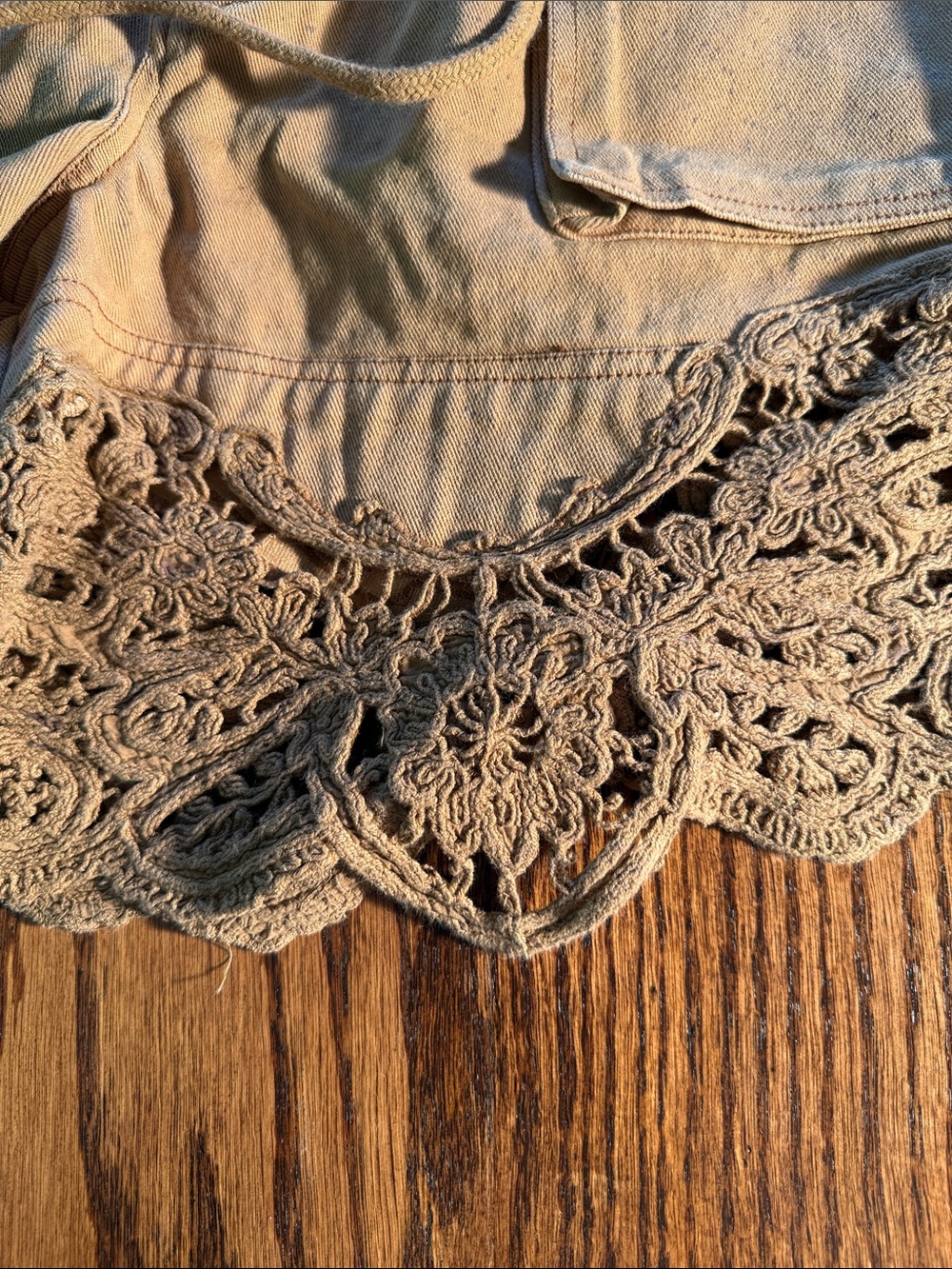 We The Free Boho Crochet Hem Utility Shorts Tan Drawstring Festival 26 - Picture 15 of 16